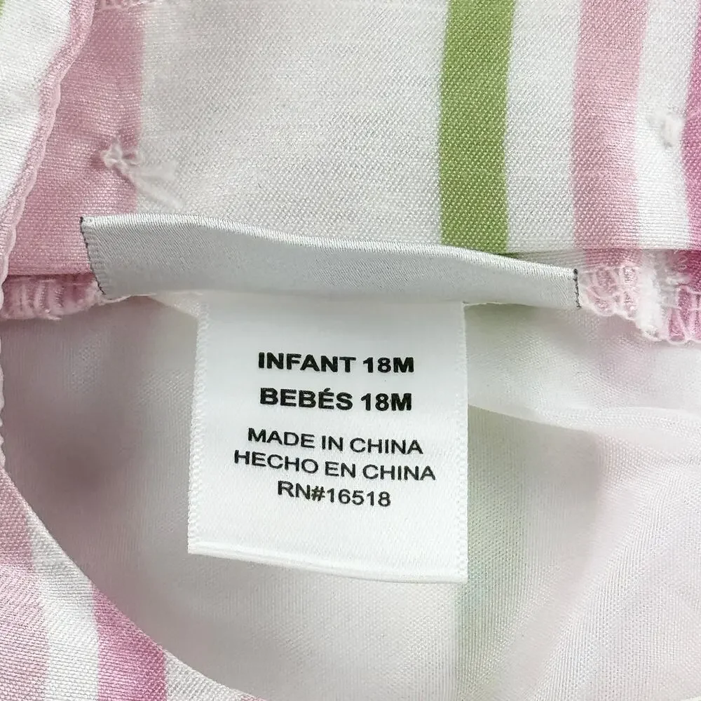 Youngland Infant 18M Easter Dress Pink Green Striped with Bloomers Spring Outfit - Picture 8 of 13